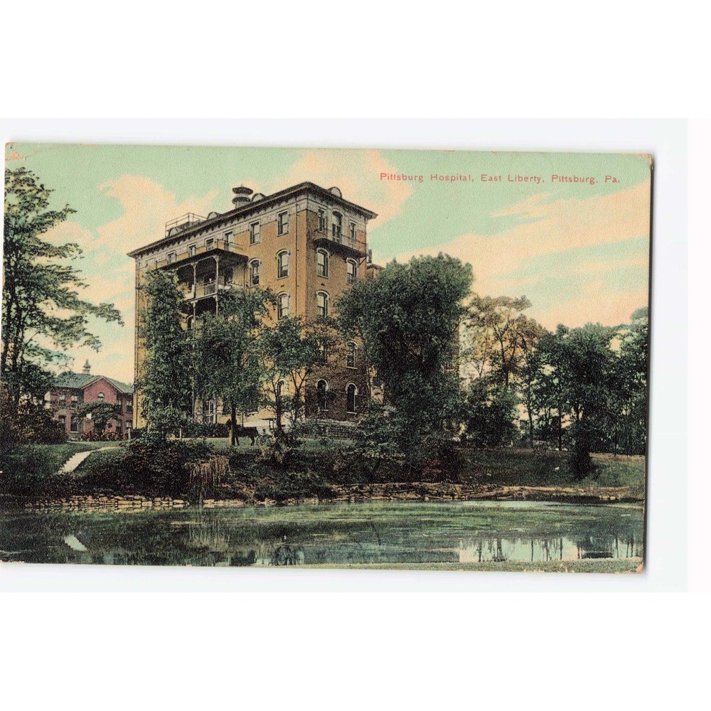 Vintage 1909 Pittsburg Hospital East Liberty PA Postcard Litho-Chrome Germany